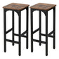 Costway 28" 2 Pieces Rustic Brown Dining Bar Chair Set with Footrest and Adjustable Pads