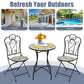 Costway 28" Mosaic Round Table with Exquisite Floral Pattern