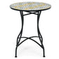 Costway 28" Mosaic Round Table with Exquisite Floral Pattern