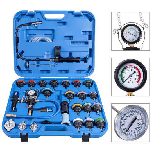 Costway 28 Pieces Pressure Tester Vacuum-Type Cooling System Refill Kit