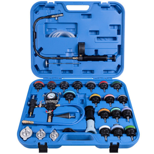Costway 28 Pieces Pressure Tester Vacuum-Type Cooling System Refill Kit