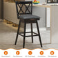 Costway 29" 2 Pieces Black Swivel Counter Height Barstool Set with Rubber Wood Legs
