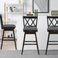 Costway 29" 2 Pieces Black Swivel Counter Height Barstool Set with Rubber Wood Legs