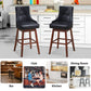 Costway 29" 2 Pieces Pub Height Swivel Upholstered Bar Stools with Wood Legs