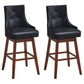 Costway 29" 2 Pieces Pub Height Swivel Upholstered Bar Stools with Wood Legs