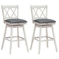 Costway 29" 2 Pieces White Swivel Counter Height Barstool Set with Rubber Wood Legs