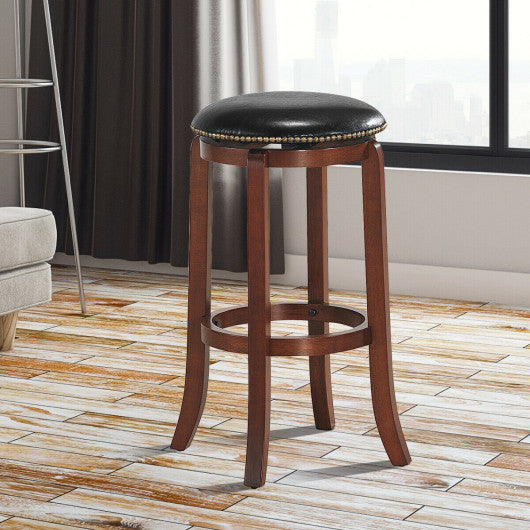 Costway 29" Bistro Leather Padded Backless Swivel Bar Stool