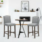Costway 29" Gray Bar Height Set of 2 Nailhead Bar Stools with Rubber Wood Legs