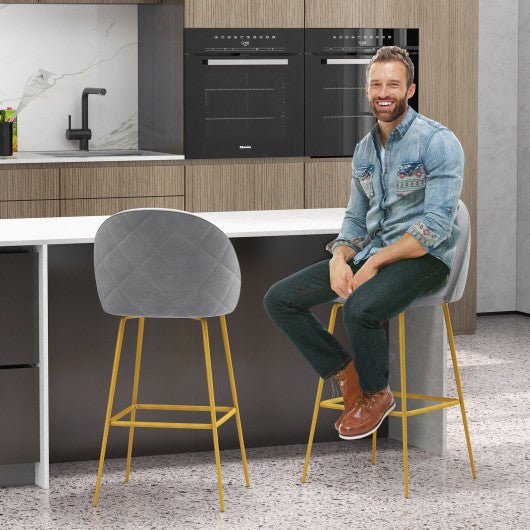 Costway 29" Gray Bar Stools Set of 2 with Padded Seats
