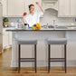 Costway 29" Height Set of 2 Gray Nailhead Saddle Bar Stools
