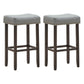 Costway 29" Height Set of 2 Gray Nailhead Saddle Bar Stools