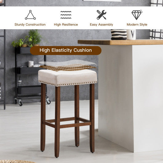 Costway 29" Height Set of 2 Nailhead Saddle Bar Stools