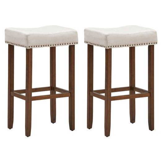 Costway 29" Height Set of 2 Nailhead Saddle Bar Stools