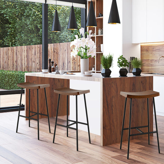 Costway 29'' Industrial Saddle Bar Stool with Metal Legs