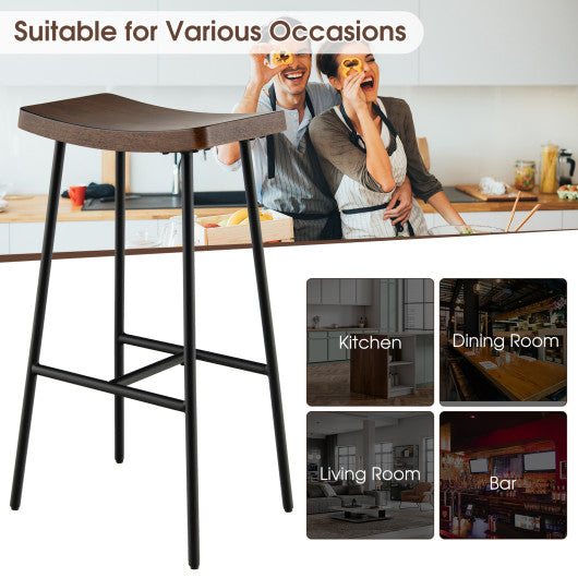 Costway 29'' Industrial Saddle Bar Stool with Metal Legs