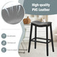 Costway 29" Set of 2 Black Backless Wood Nailhead Barstools with PVC Leather Seat