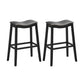 Costway 29" Set of 2 Black Backless Wood Nailhead Barstools with PVC Leather Seat