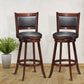 Costway 29" Set of 2 Brown Swivel Bar Height Stool Wood Dining Chair Barstool