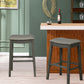 Costway 29" Set of 2 Gray Saddle Nailhead Kitchen Counter Chair