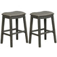 Costway 29" Set of 2 Gray Saddle Nailhead Kitchen Counter Chair