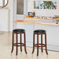 Costway 29" Set of 2 Leather Padded Backless Swivel Bar Stool
