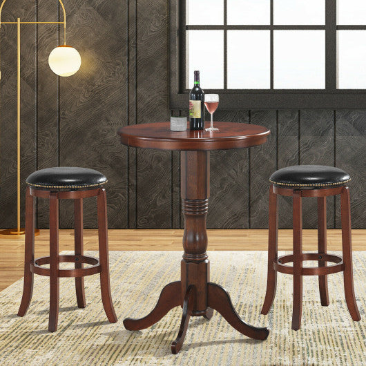 Costway 29" Set of 2 Leather Padded Backless Swivel Bar Stool