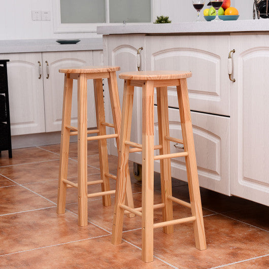 Costway 29" Set of 2 Round Wood Bar Stools