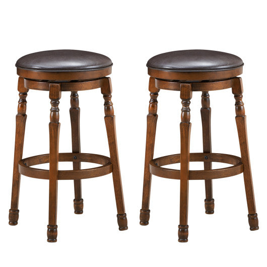 Costway 29" Set of 2 Swivel Leather Padded Dining Bar Stools