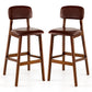 Costway 29" Set of 2 Upholstered PU Bar Stools with Rubber Wood Legs