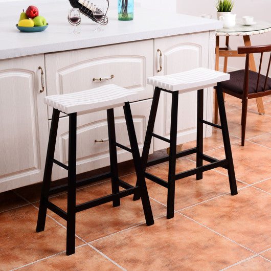 Costway 29" Set of 2 White Saddle Seat Bar Stools