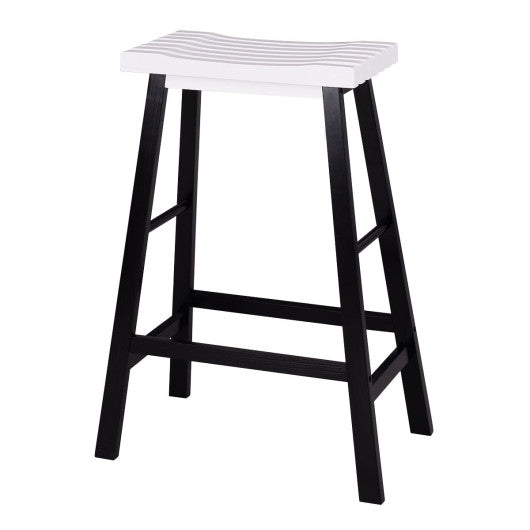 Costway 29" Set of 2 White Saddle Seat Bar Stools