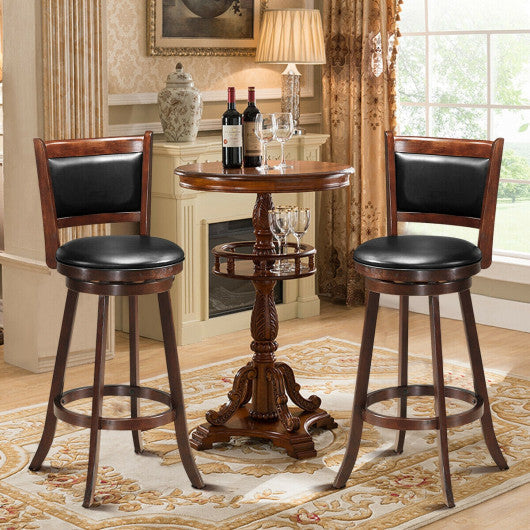 Costway 29" Swivel Bar Height Stool Wooden Upholstered Dining Chair