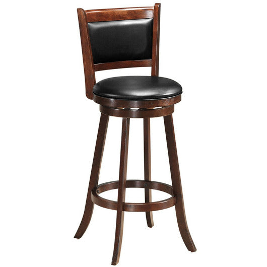 Costway 29" Swivel Bar Height Stool Wooden Upholstered Dining Chair