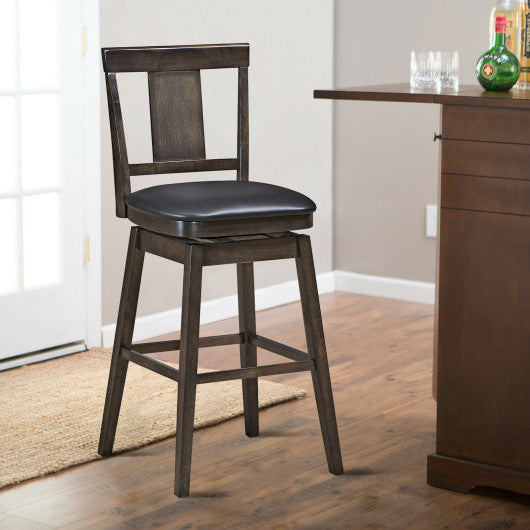 Costway 29" Swivel Upholstered Counter Height Bar Stool with Rubber Wood Legs