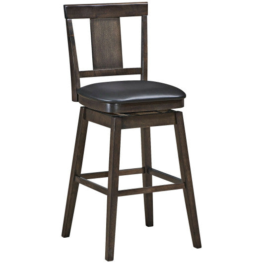 Costway 29" Swivel Upholstered Counter Height Bar Stool with Rubber Wood Legs