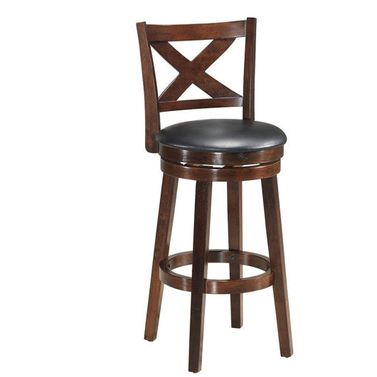 Costway 29" Swivel X-back Upholstered Counter Height Bar Stool with PVC Cushioned Seat