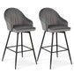 Costway 29.5" 2 Pieces Gray Pub Height Swivel Velvet Bar Stools with Metal Legs