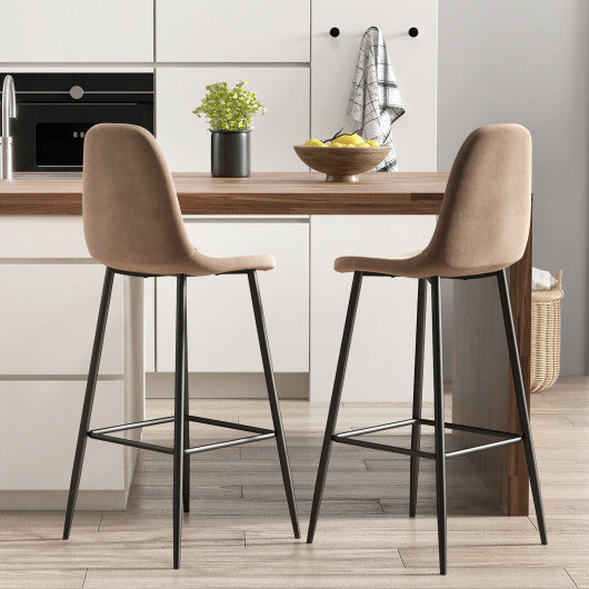 Costway 29.5" Set of 2 Brown High Back Bar Stools