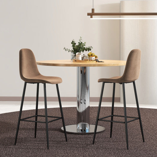 Costway 29.5" Set of 2 Brown High Back Bar Stools
