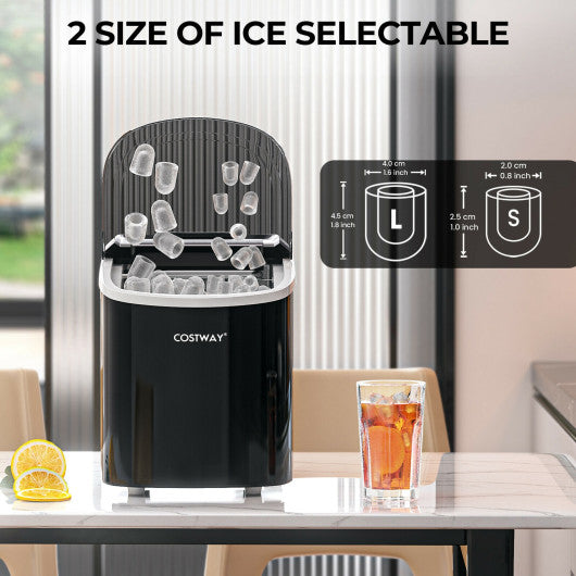 Costway 2.2 L Black Portable Ice Cube Maker with Bullet Shaped Ice Cube