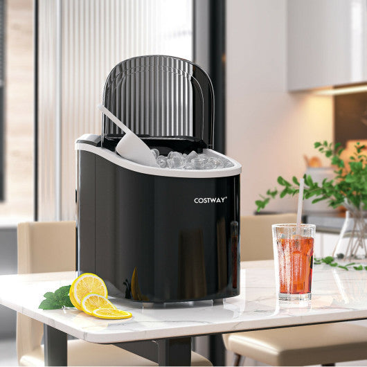 Costway 2.2 L Black Portable Ice Cube Maker with Bullet Shaped Ice Cube