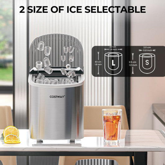Costway 2.2 L Gray Portable Ice Cube Maker with Bullet Shaped Ice Cube