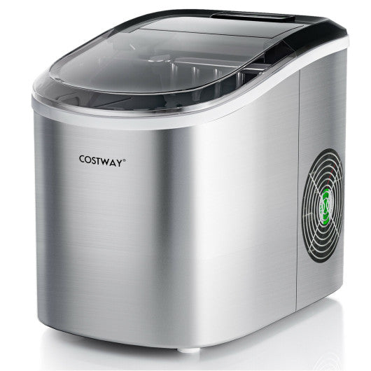 Costway 2.2 L Gray Portable Ice Cube Maker with Bullet Shaped Ice Cube