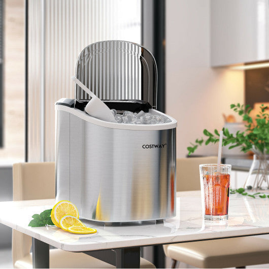 Costway 2.2 L Gray Portable Ice Cube Maker with Bullet Shaped Ice Cube