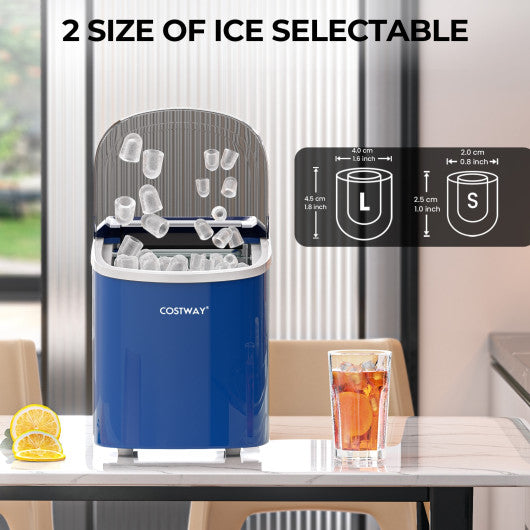 Costway 2.2 L Navy Portable Ice Cube Maker with Bullet Shaped Ice Cube