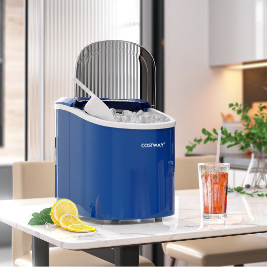 Costway 2.2 L Navy Portable Ice Cube Maker with Bullet Shaped Ice Cube