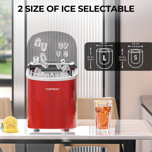 Costway 2.2 L Red Portable Ice Cube Maker with Bullet Shaped Ice Cube
