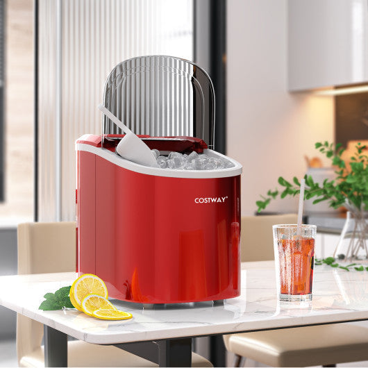 Costway 2.2 L Red Portable Ice Cube Maker with Bullet Shaped Ice Cube