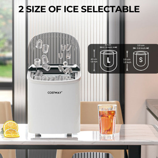 Costway 2.2 L White Portable Ice Cube Maker with Bullet Shaped Ice Cube