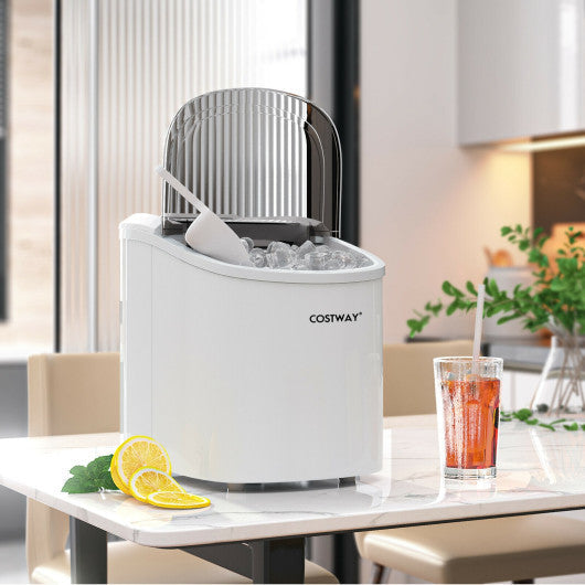 Costway 2.2 L White Portable Ice Cube Maker with Bullet Shaped Ice Cube